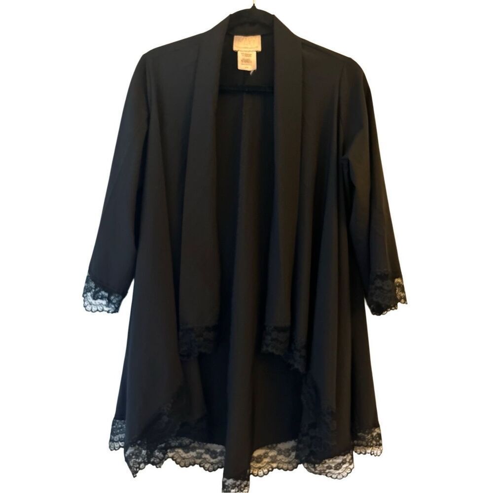 Sincerely Mary Black Lace Trim Kimono M/L Whimsigoth Fairygoth made in US